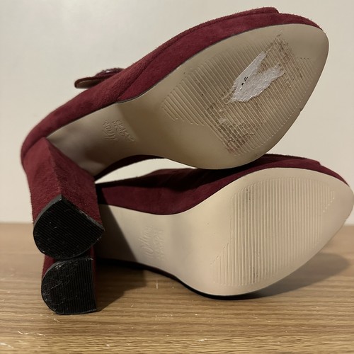 Wittner Red Velvet Shoes Heels Pumps Rockabilly Platform Quirky Size 37 As New - Picture 10 of 12