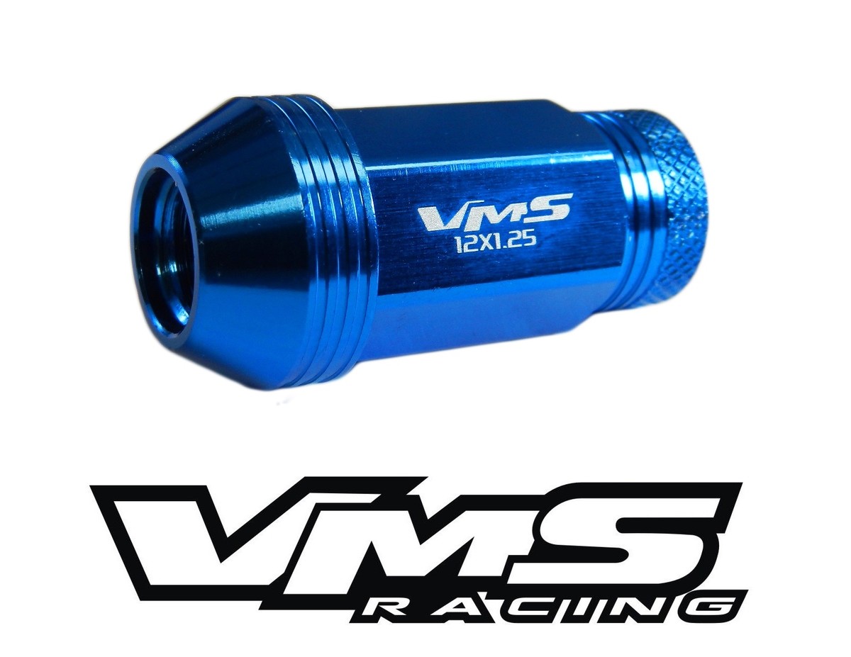 161　まゆみ VMS RACING 20PC BLUE 48MM EXTENDED WHEEL LUG NUTS FOR 90-96 NISSAN