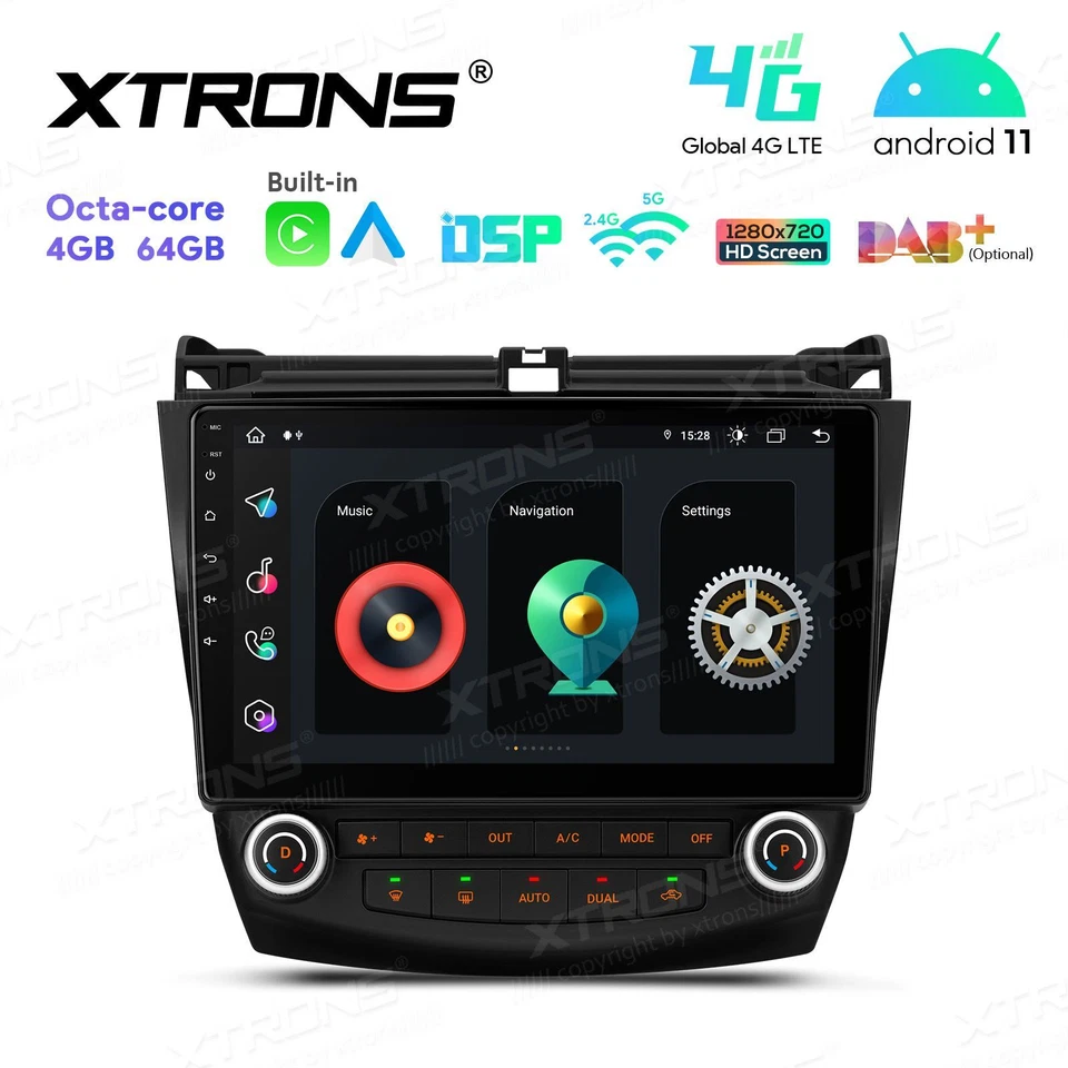 AUTORADIO ANDROID 11 STEREO AUTO HONDA ACCORD 2003-2007 WIFI CARPLAY 4GB 64GB - Immagine 2 di 4