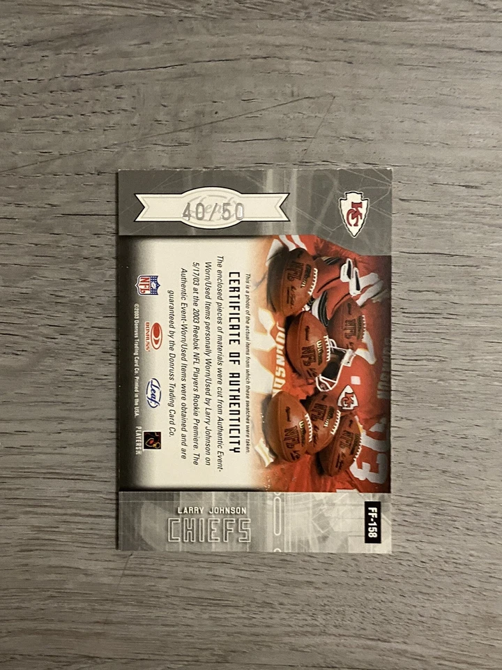 2003 Leaf Certified Materials Mirror Blue | Larry Johnson | 40/50 | FF-158 - Image 2 of 4