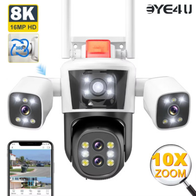 8K Wifi Überwachungskameras vier Len drei Bildschirme 10x Zoom Überwachungskamera