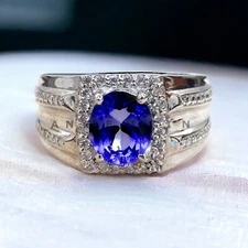 Tanzanite Gemstone With 925 Sterling Silver Groom Ring For Men's #BL174
