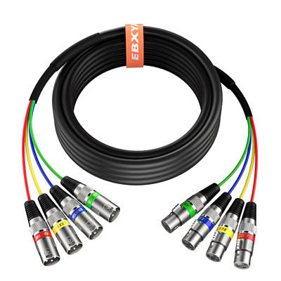 EBXYA 20 Ft 4 Channel XLR Snake 4 Colored - Premium XLR Male to XLR Female Snake