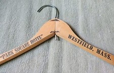 Vintage Park Square Hotel Wooden Clothes Coat Hanger Westfield MASS