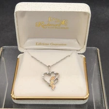 Mt. Rushmore Black Hills Gold 12k Rose 925 Sterling Silver Heart Leaf Pendant