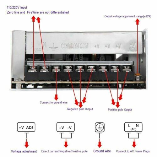 Transformador de fuente de alimentación controlador LED DC 12V 10W-720W regulado IP20 PSU - Imagen 15 de 96