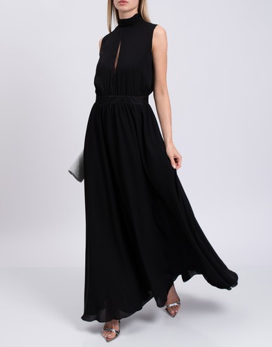 RRP€550 FRANKIE MORELLO Maxi Dress IT44 US8 UK12 L Black Lined Made in Italy - Picture 3 of 9