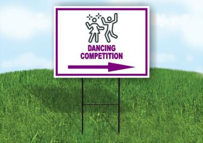 DANCING COMPETION PURPLE ARROW Yard Sign Road with Stand LAWN SIGN Single sided