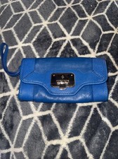 Cole Haan Womems Leather Vintage Valise II Isabelle Clutch Blue Turquoise
