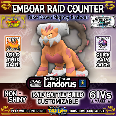  Landorus Solo   Unrivaled Emboar Raid Counter   Pokemon Scarlet Violet