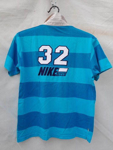 Vintage Nike Barcelona Ciber Sports Striped Polo Shirt Boy's 16 blue - Picture 2 of 10