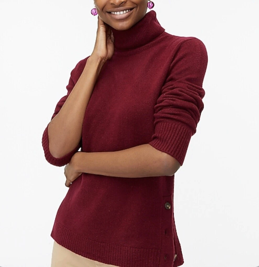 NEW J Crew Button Turtleneck Sweater in Extra Soft Yarn Size XS Vintage  Burgundy | eBay