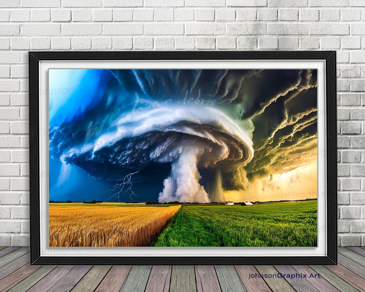 Supercell Thunderstorm Print, Twisters Storm Cloud Art