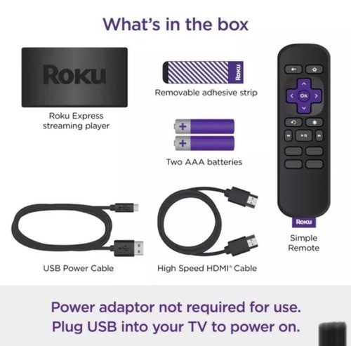 Roku Express Lettore multimediale streaming HD con cavo HDMI ad alta velocità - Nero - NUOVO - Foto 2 di 4