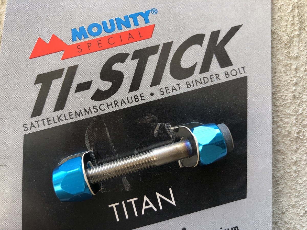 NOS vintage TI-STICK Titanium seat binder bolt Blue Bike Bicycle
