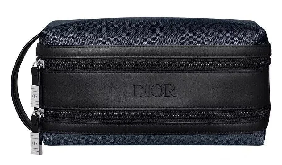 Sac de toilette Dior marine et noir neuf dans sa boîte kit de décrochage poche étui de voyage, double fermeture éclair 