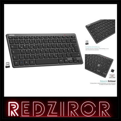 Kabellose Tastatur Kompakt USB 2,4 GHz Schwarz Multimedia Low-Profile