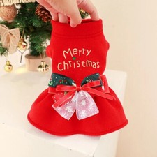 Dog Cat Xmas Dress Hoodie with Bows Pet Puppy Coat Jacket Autumn Winter Apparel