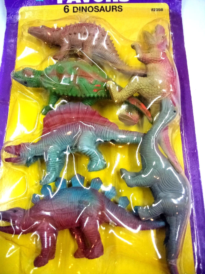 ВИНТАЖНЫЙ 1994 уникальный вечеринки Favors 6 динозавров новый в упаковке - Изображение 2 из 4