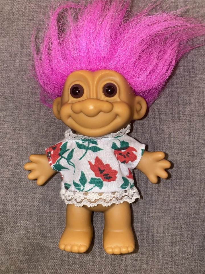 2 MUÑECAS TROLL Russ de colección verde y rosa figura de juguete coleccionable Foto 2 de 4