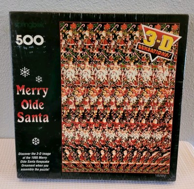 Vtg 90s Christmas Puzzle Merry Olde Santa 1994 Springbok Hallmark 3-D 500 Piece