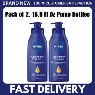 NIVEA Essentially Enriched Body Lotion for Dry Skin, Pack of 2, 16.9 Fl Oz Pump