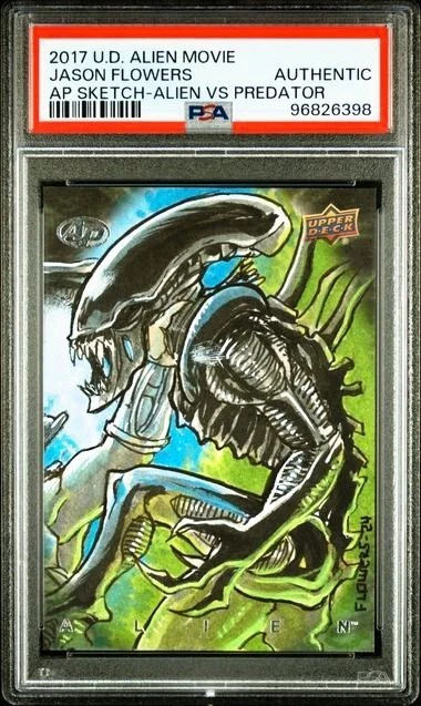 2017 Upper Deck Alien vs Predator Movie Sketch Card 1/1 Jason Flowers Puzzle PSA - Image 4 of 4