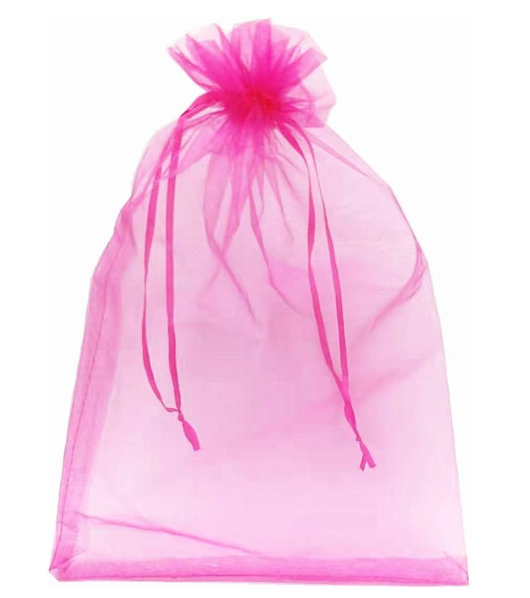 Big Organza Bags 12x14 Hot Pink Pouch Sheer Decor (10pcs)
