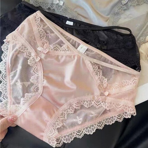 5er Pack Damen Frauen französische Spitze Slips Höschen Satin Slips transparent Unterwäsche - Bild 9 von 9