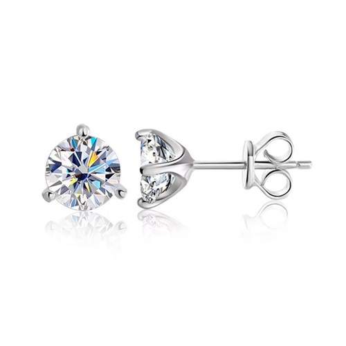 4-8mm Round Moissanite Solitaire Stud Earrings for Women Man 925 Sterling Silver - Picture 15 of 17