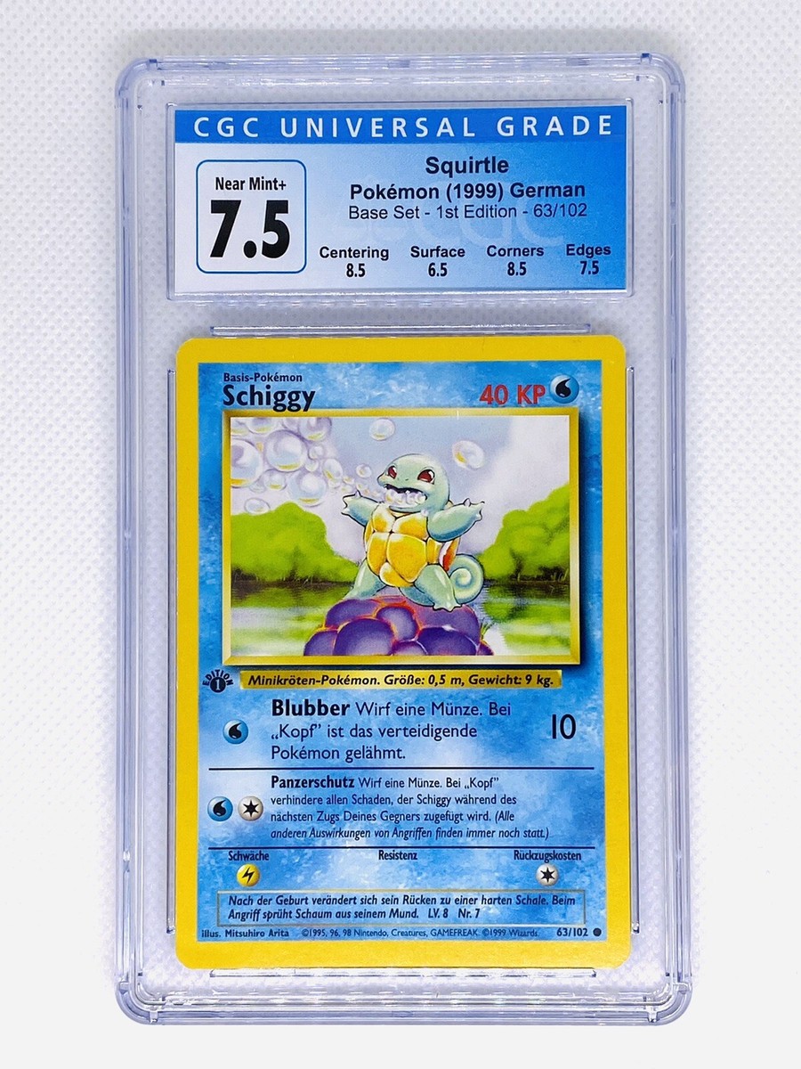 Pokemon TCG Base Set 1st 1999 Edition #63/102 Squirtle / Squirtle (DE) |  CGC 7