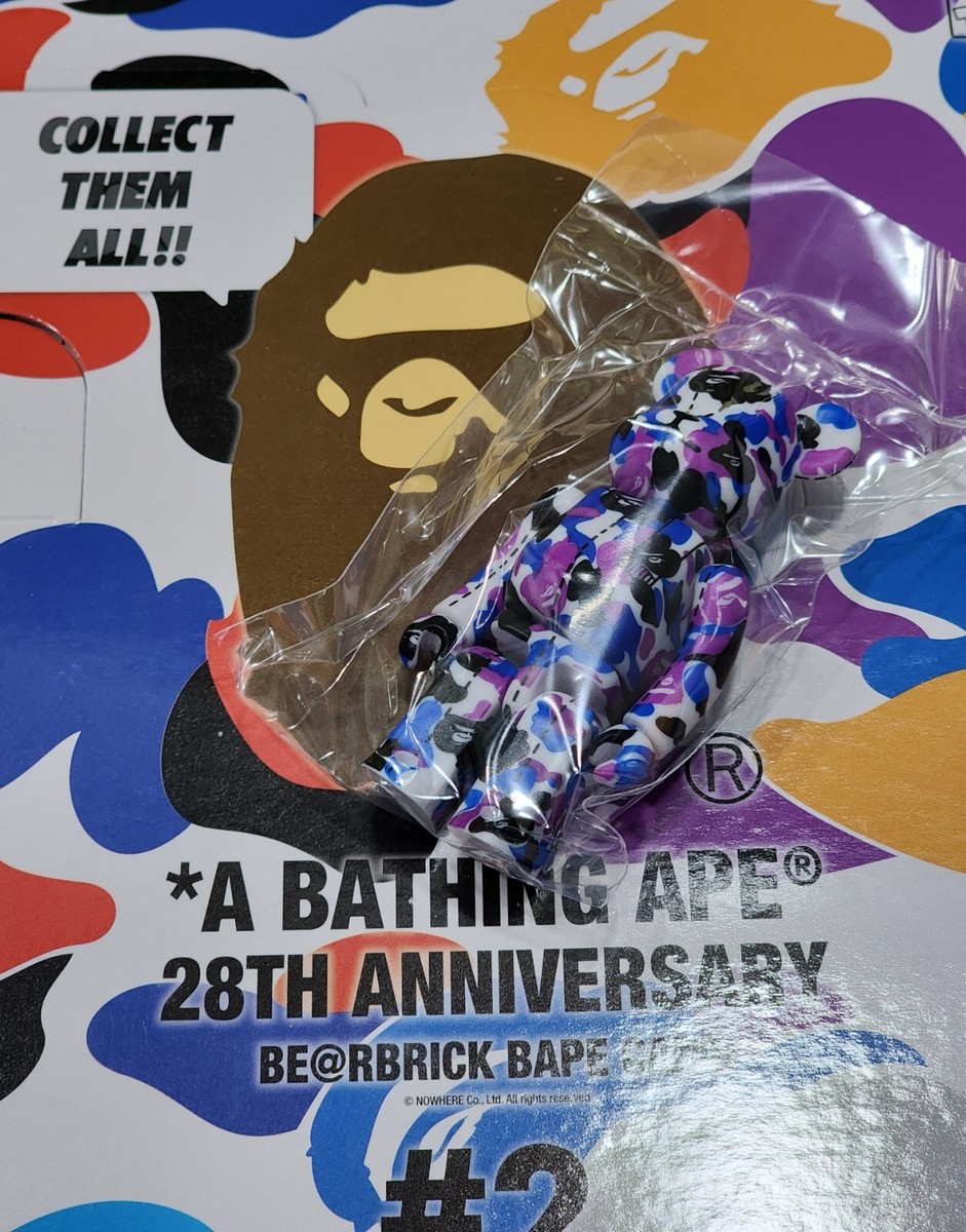 BEARBRICK Bape Camo 28th Anniversary 100% #2 2 Medicom Toy BEARBRICK Bape Camo 28th Anniversary 100% #2 2 Medicom Toy
