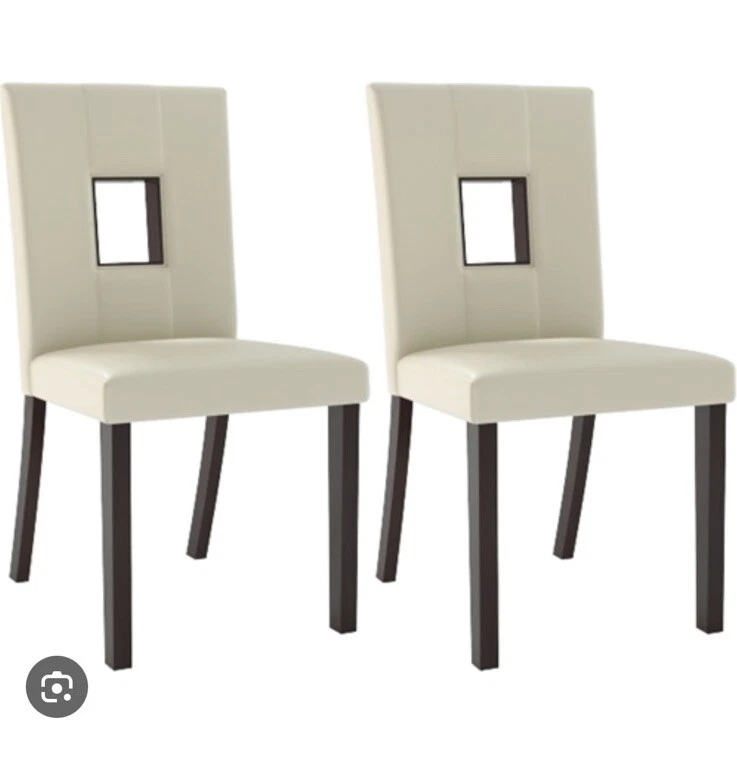 Juego de 2 sillas de comedor CorLiving Atwood de cuero sintético blanco modelo DIP-411C NUEVAS EN CAJA Foto 2 de 2