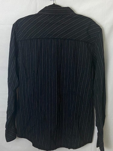 BKE Black Mens Western Style Shirt Slim Fit Long Sleeve Epaulets Corded Yoke L - Picture 6 of 8