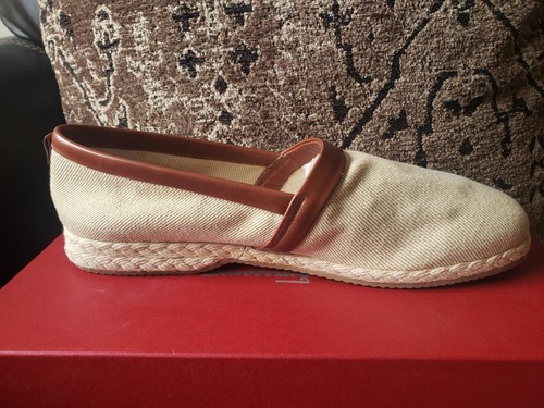 SALVATORE FERRAGAMO Penny Loafer Soft Beige Linen 10 UK /10.5 US $805 - Picture 3 of 18
