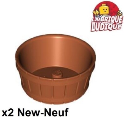 Lego 2x Container Barrel bassine seau cuvette large dark orange foncé 64951 NEUF