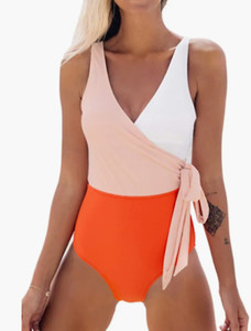 New with Tags! Cupshe Orange And White Bowknot One-piece Swimsuit - Size XL