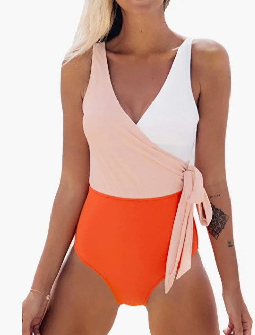 New with Tags! Cupshe Orange And White Bowknot One-piece Swimsuit - Size XL