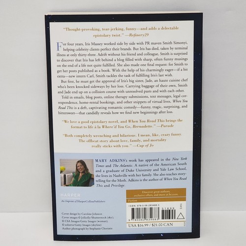 When You Read This : A Novel by Mary Adkins (2020, Trade Paperback) - Picture 2 of 7