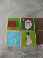 4 Christmas Mounted Rubber Stamps Studio G Kolette Hall Xmas 2x2" Arts & Crafts