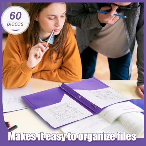 Pieces Plastic Folders with Pockets and Prong Folders with Prongs 60 Purple - Picture 7 of 7