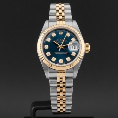 Rolex Lady-Datejust 26, 79173, Steel & Gold, Blue Diamond Dial, Jubilee Brace...