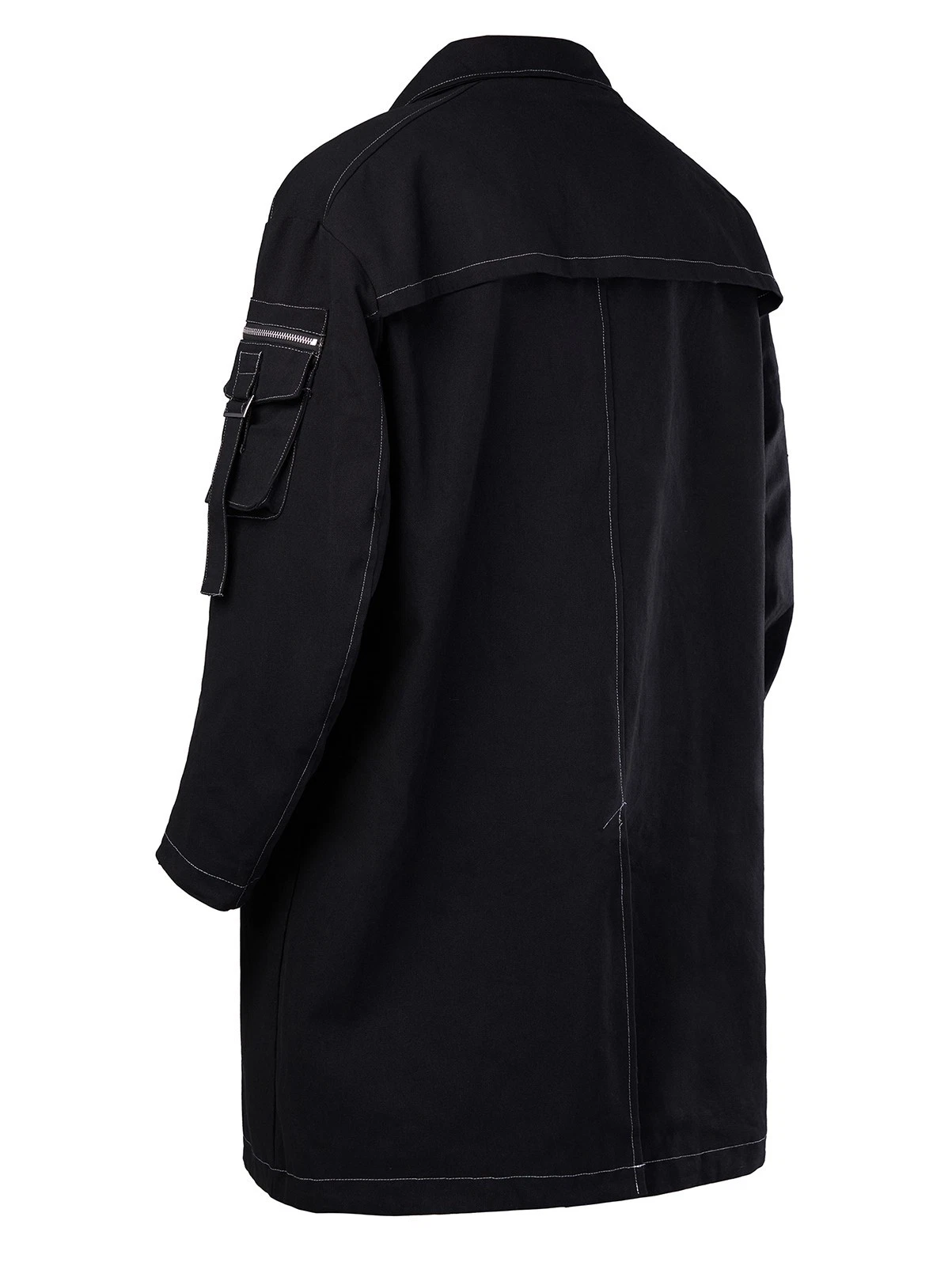 Niepce Men's Techwear Long Black Utility Jacket Cyberpunk Long Windbreaker - product detail image 6