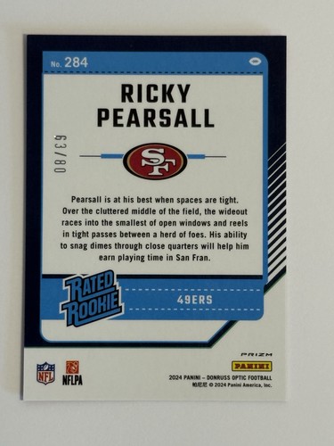 RICKY PEARSALL 2024 Panini Donruss Optic Rated Rookie Pink Velocity 69/80 🔥 - Bild 2 von 3