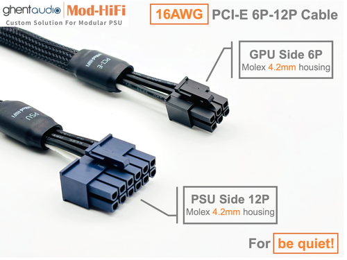 ⚡️16AWG PCI-E GPU 6P Cable for be quiet! Straight Power 11 Platinum-70cm/27 inch - Afbeelding 3 van 8