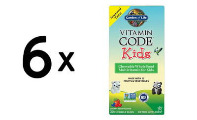 6 x Garden of Life Vitamin Code Kids, Chewable Whole Food (407,37 EUR/kg)