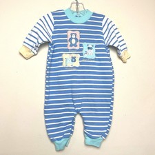 Buster Brown Vintage 3-6 M One piece Outfit Striped Moose Raccoon Bear 80s 90s
