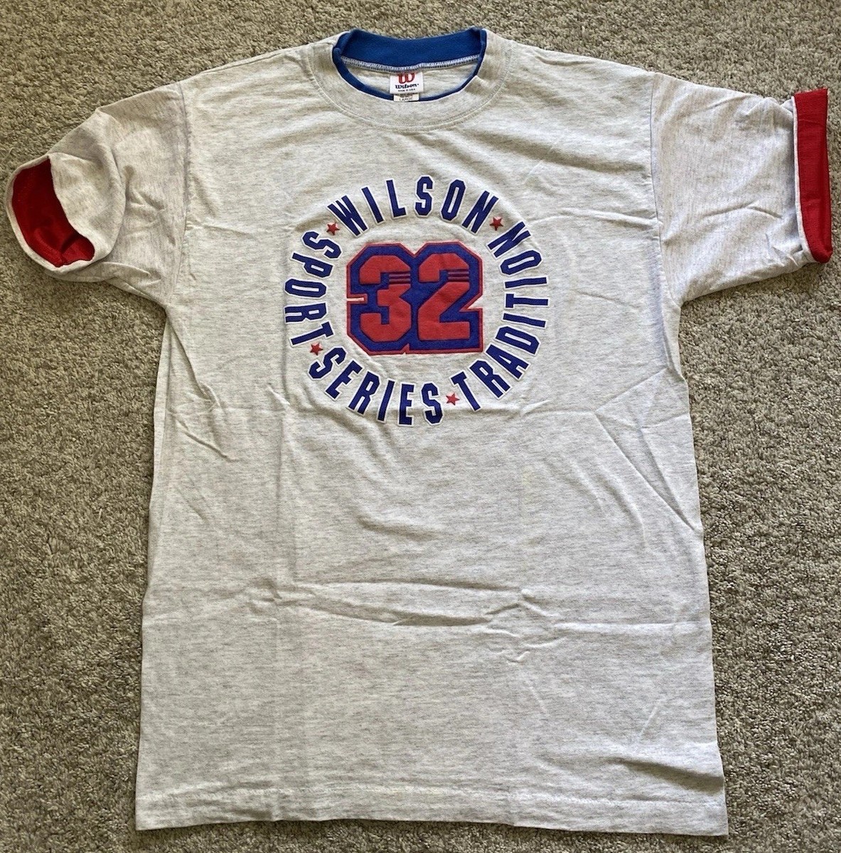 Vtg WILSON Sports T Shirt Mens Large Double collar Flip Sleeve