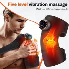 Cordless Knee Massager Shoulder Brace with 5 Vibration Modes 5 Heating Levels