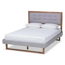 Baxton Studio Livinia Full Size Light Gray Upholstered Wood Platform Bed